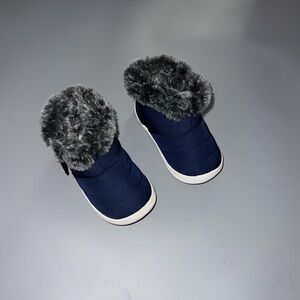 Navy Fur-Lined Baby Winter Boots